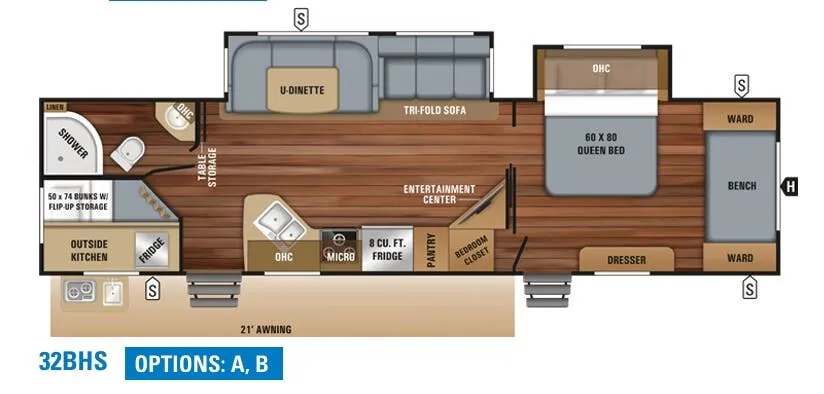 Jayco White Hawk 32BHS floor plan