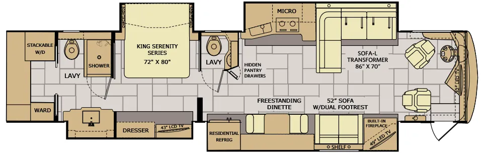 Fleetwood Discovery LXE 44H floor plan