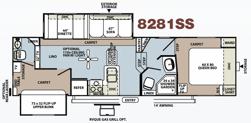 Forest River Rockwood Signature Ultra Lite 8281SS floor plan
