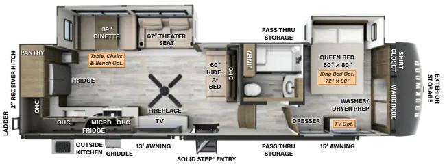 Forest River Rockwood Signature R376RK floor plan