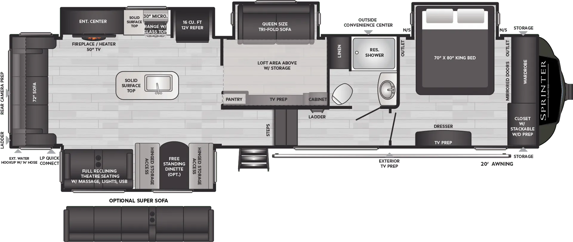 Keystone Sprinter Limited 3590LFT floor plan