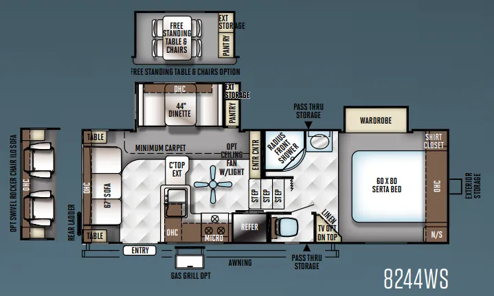 Forest River Rockwood Signature Ultra Lite 8244WS floor plan