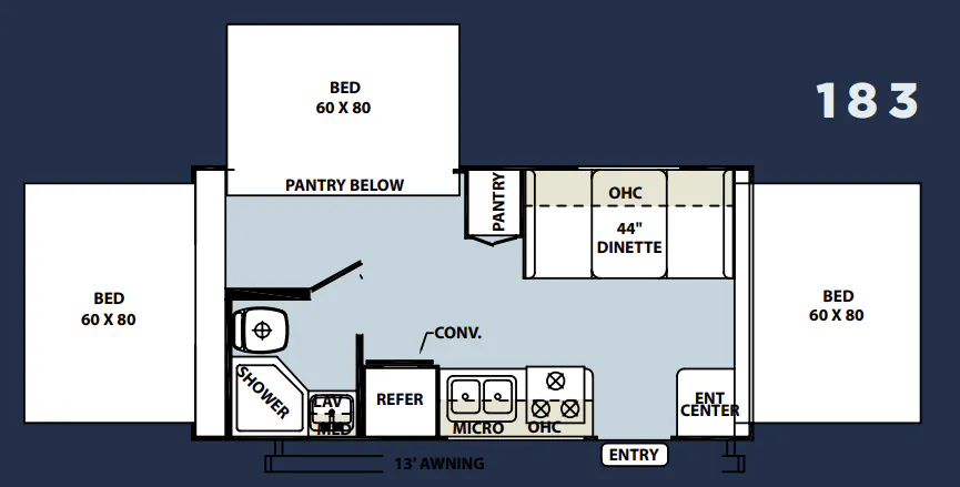 Forest River Rockwood Roo 183 floor plan