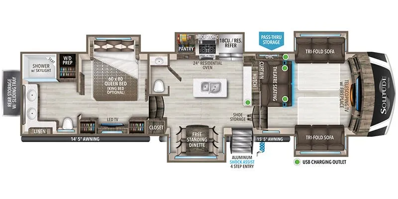 2023 Grand Design Solitude 380FL - Floor plan