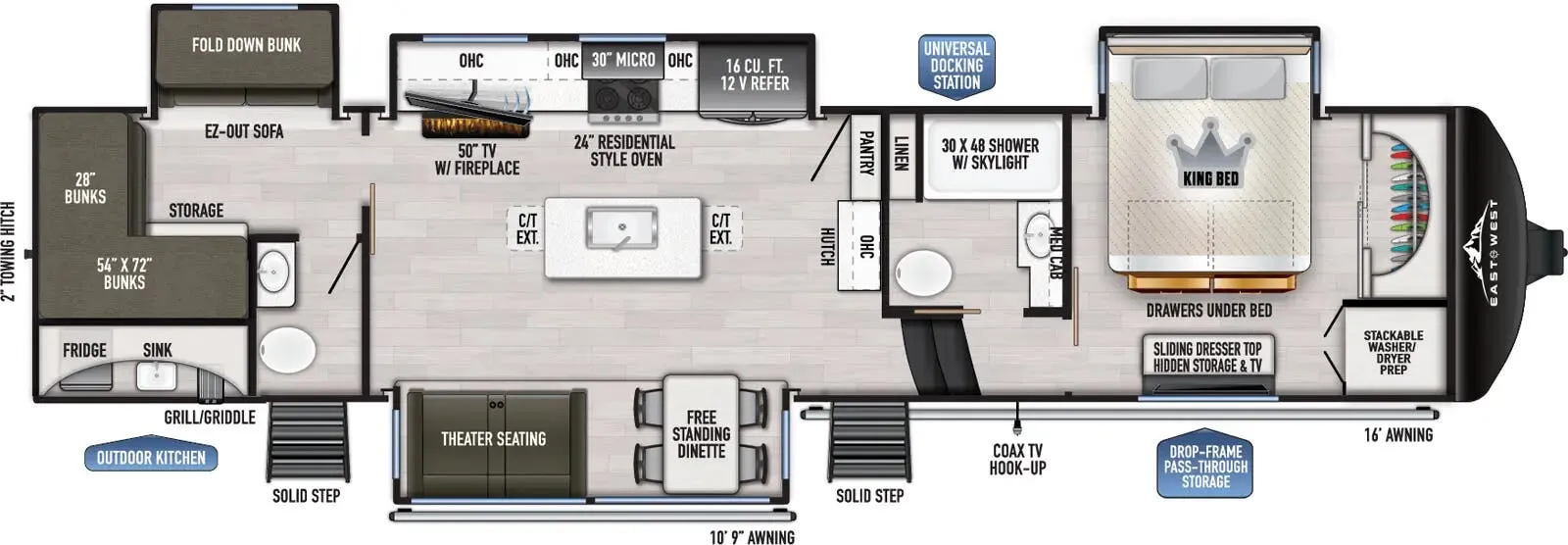 East to West Ahara 378BH-OK floor plan