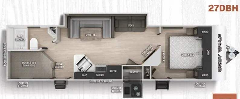 Forest River Cherokee Grey Wolf 27DBH floor plan