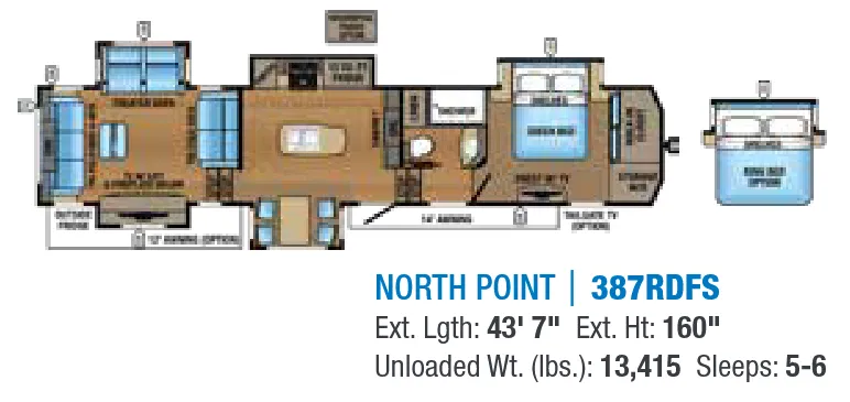 2017 Jayco North Point 387RDFS floor plan