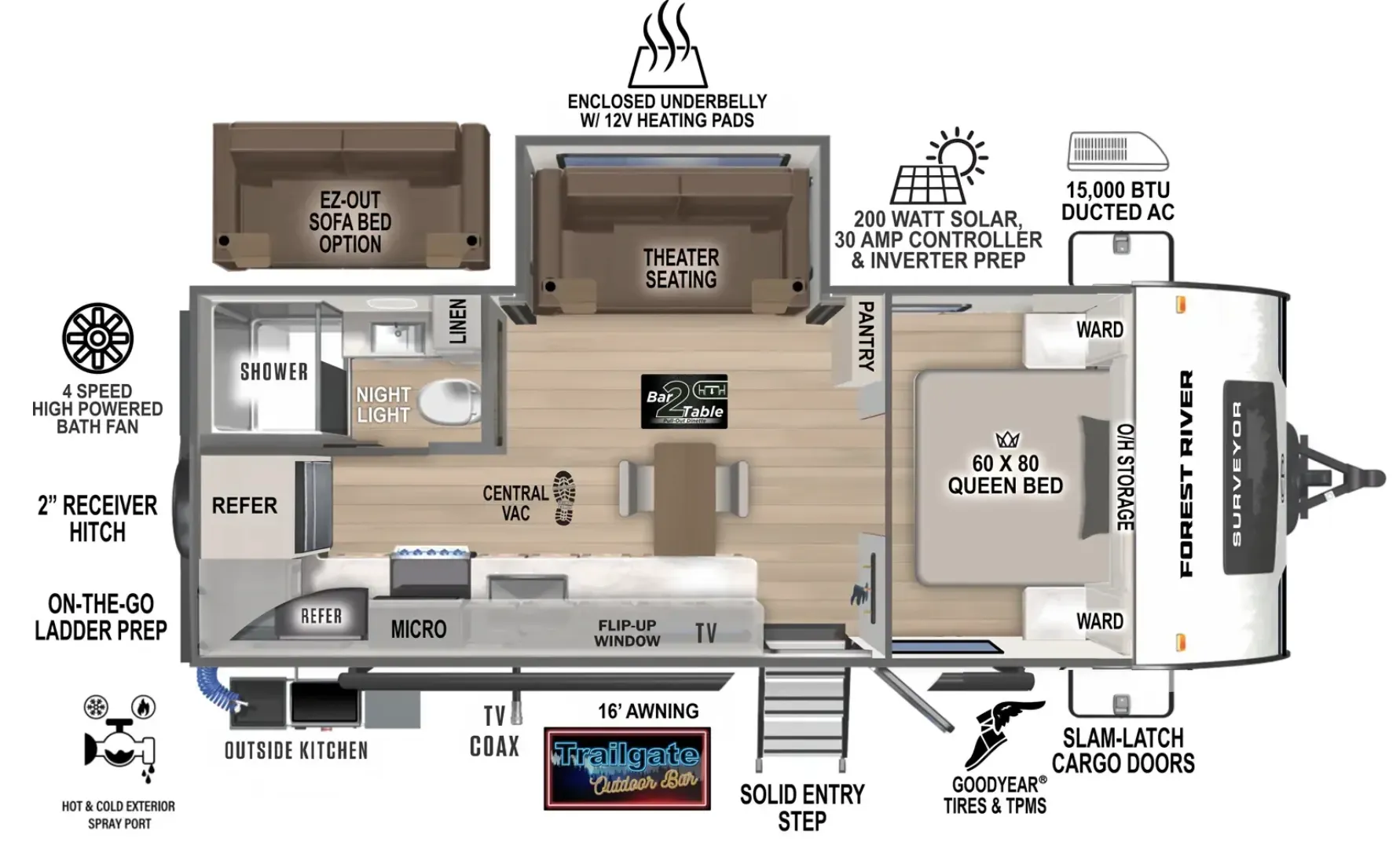 2026 Forest River Surveyor Legend 205RKLE - Floor plan