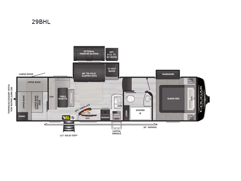 2023 Keystone Cougar Half-Ton 29BHL - Floor plan