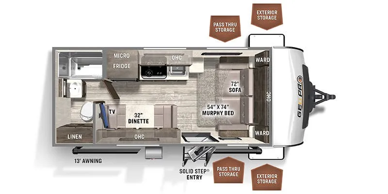 Forest River Rockwood Geo Pro G19FD floor plan
