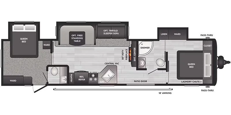 Keystone Hideout East 38FQTS floor plan