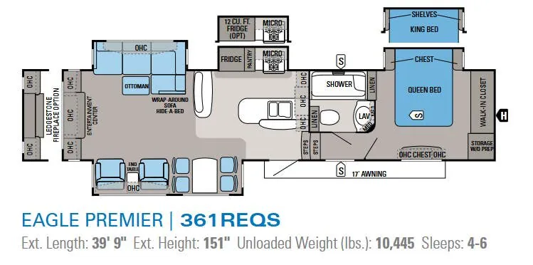 Jayco Eagle Premier 361REQS floor plan