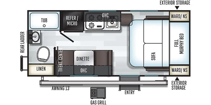 2019 Forest River Rockwood Geo Pro G19FD - Floor plan