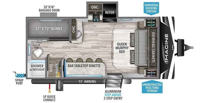 2023 Grand Design Imagine AIM 18BH - Floor plan