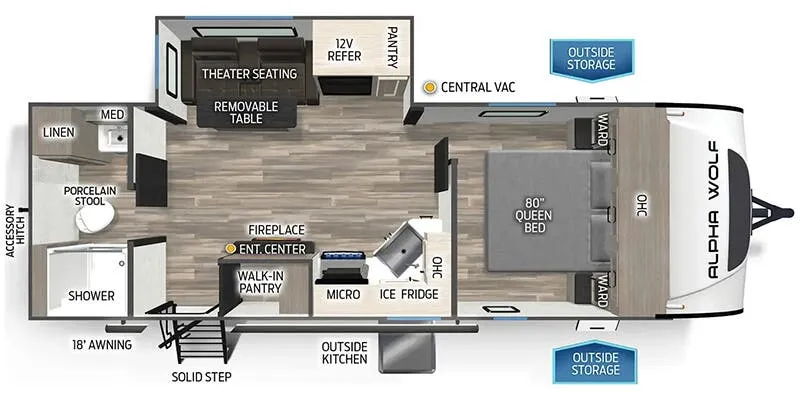 2022 Forest River Cherokee Alpha Wolf 22SW floor plan