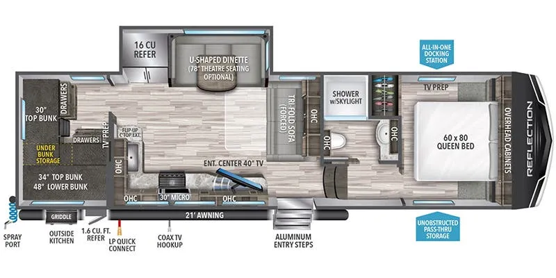 2023 Grand Design Reflection 150 Series 298BH - Floor plan