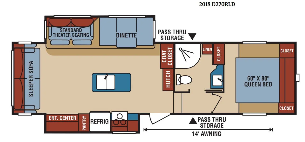 K-Z Durango Sport D270RLD floor plan