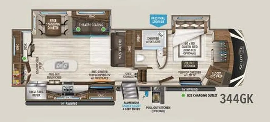 Grand Design Solitude 344GK-R floor plan