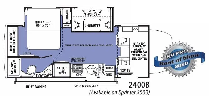2022 Forest River Sunseeker MBS 2400B - Floor plan