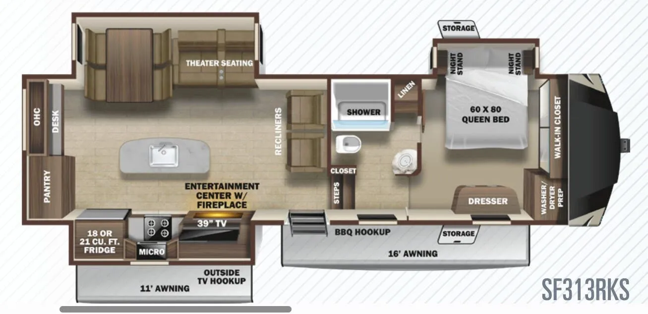 Highland Ridge Silverstar SF313RKS floor plan