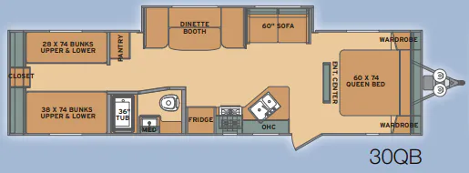 Shasta Oasis 30QB floor plan