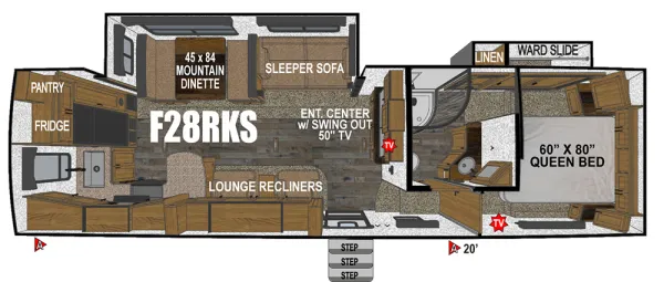 Outdoors RV Glacier Peak Titanium Series F28RKS floor plan
