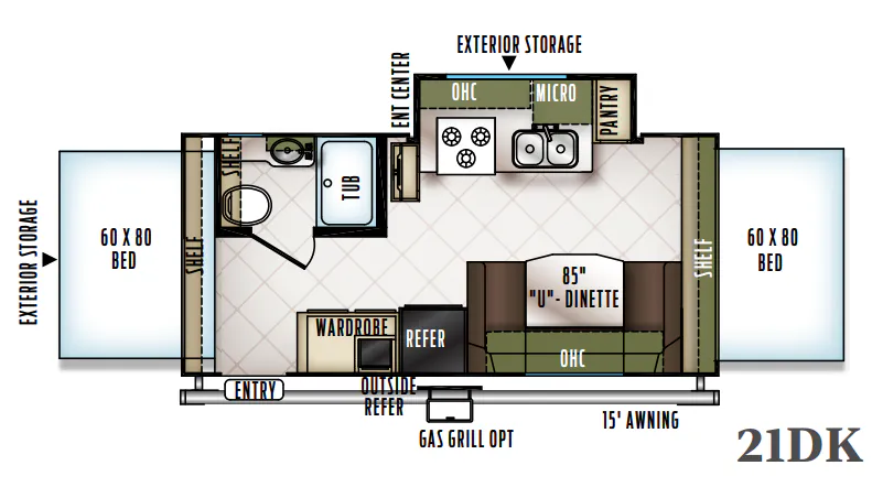 Forest River Flagstaff Shamrock 21DK floor plan
