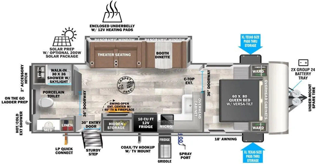 Forest River Salem Hemisphere Hyper-Lyte 25RBHL floor plan