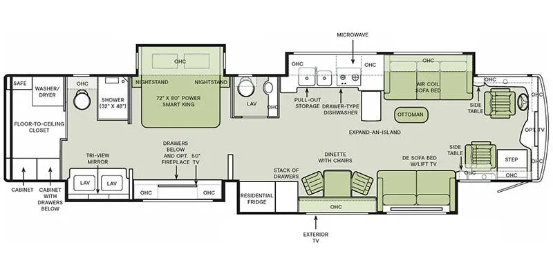 Tiffin Bob Tiffin Limited Edition Allegro Bus 45 BTP floor plan