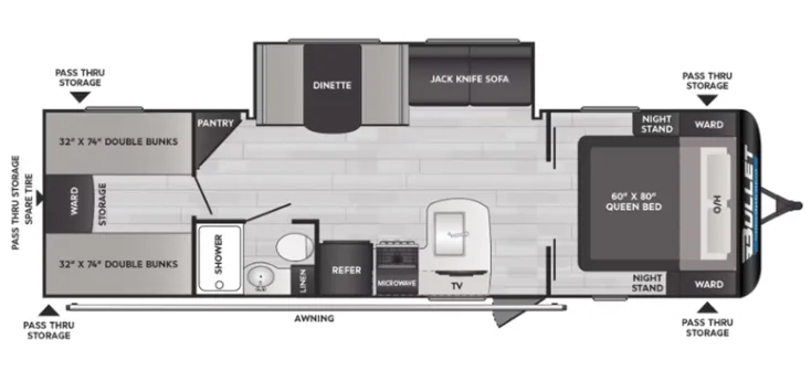 Keystone Bullet Classic 2840BHWE floor plan