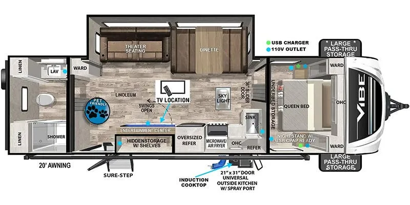 2024 Forest River Vibe 26RB - Floor plan