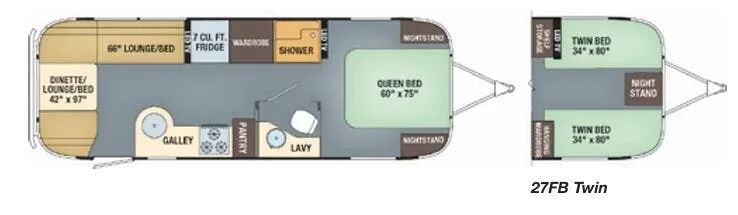 Airstream International Serenity 27FB TWIN floor plan