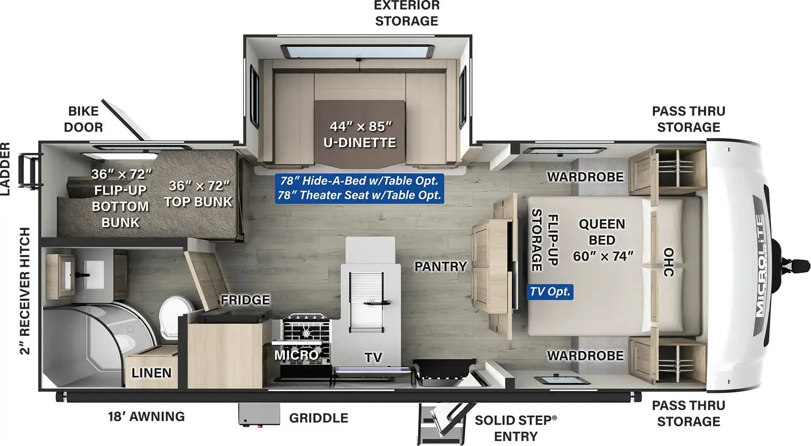 2025 Forest River Flagstaff Micro Lite 25DBH - Floor plan