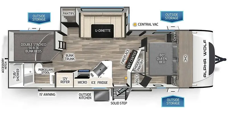 2025 Forest River Cherokee Alpha Wolf 23DBH - Floor plan