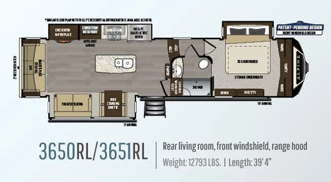 2019 Keystone Alpine 3650RL — Floor plan