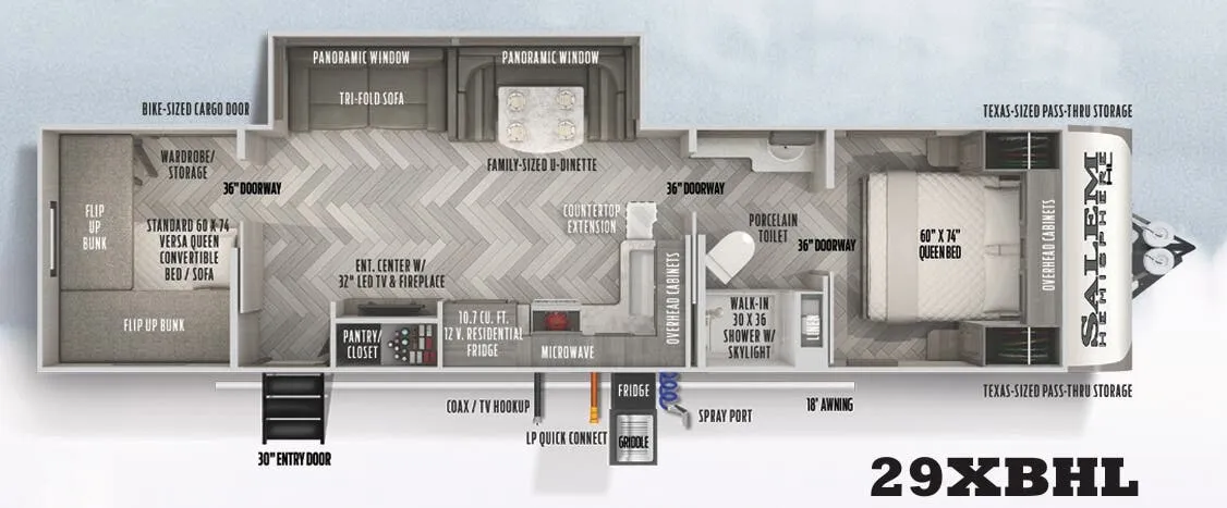 Forest River Salem Hemisphere Hyper-Lyte 29XBHL floor plan