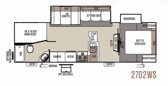 Forest River Rockwood Ultra Lite 2702WS floor plan