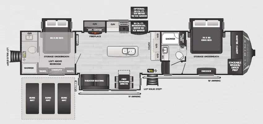 Keystone Avalanche 390DS floor plan