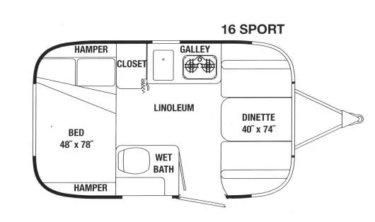 Airstream Sport 16 floor plan