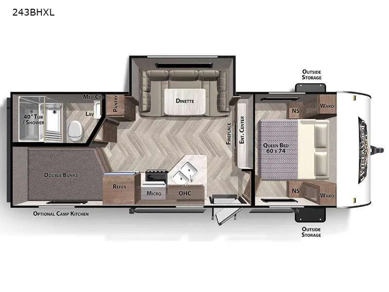 2023 Forest River RV Wildwood X-Lite 243BHXL - Floor plan