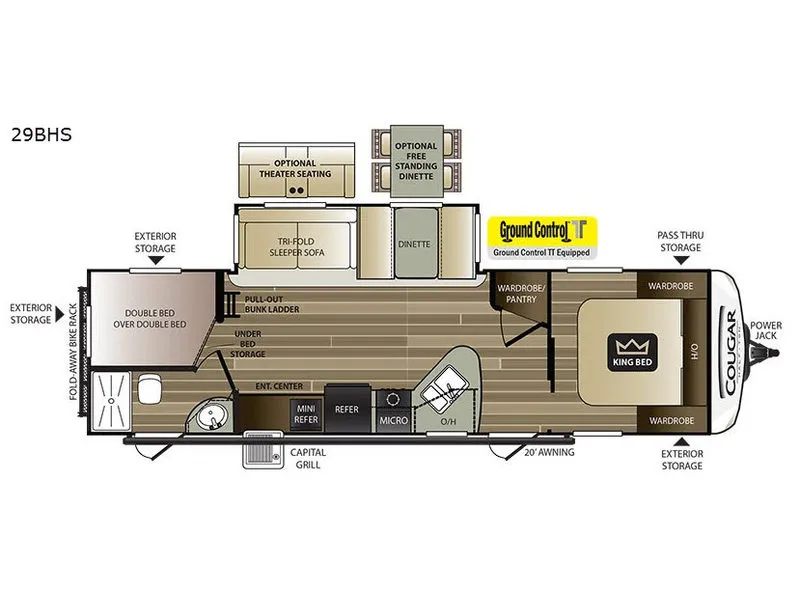 2018 Keystone Cougar Half Ton 29BHS floor plan
