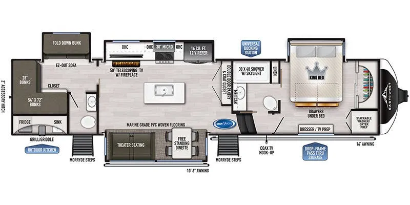 East to West Ahara 378BH-OK floor plan
