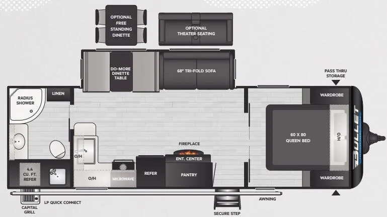 2025 Keystone Bullet Crossfire 260RBS floor plan