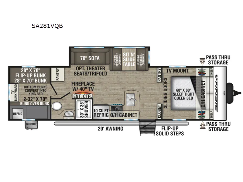 2026 Venture RV Sienna SA281VQB - Floor plan