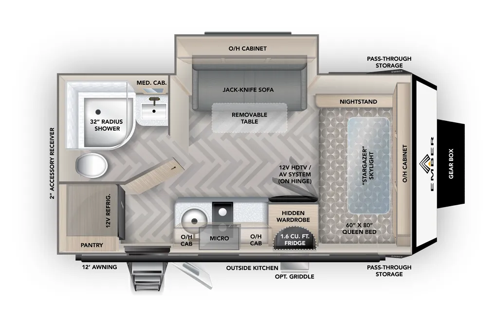 2023 Ember RV Overland 171FB floor plan