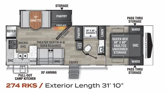 Coachmen Freedom Express Ultra Lite 274RKS floor plan