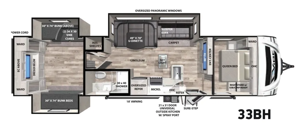 2020 Forest River Vibe 33BH floor plan