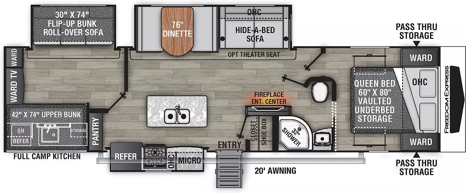 2017 Coachmen Freedom Express 320BHDS - Floor plan