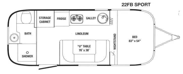 Airstream Sport 22FB floor plan