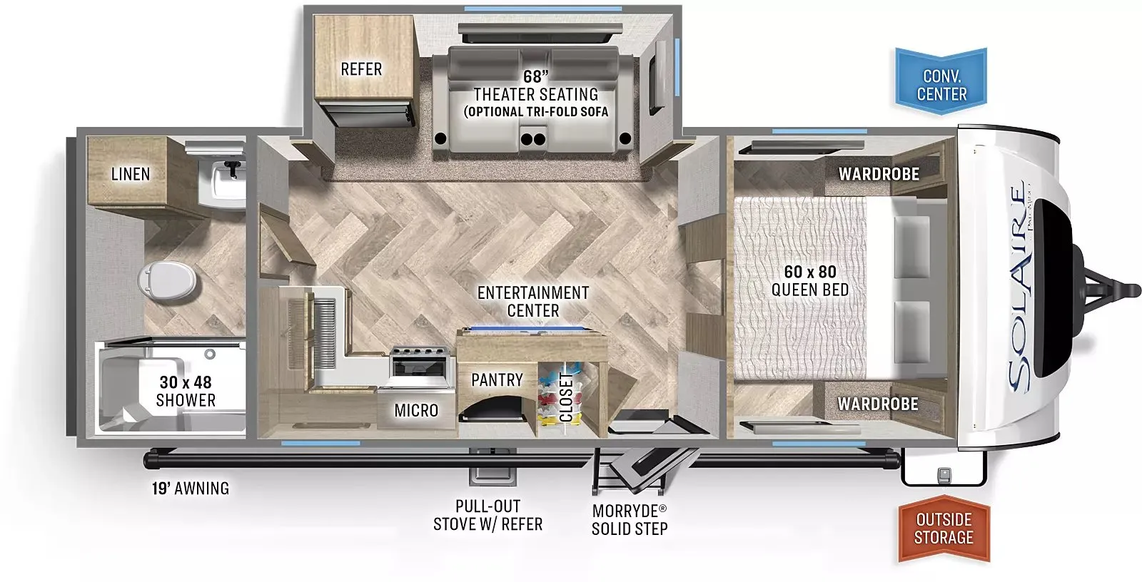 2023 Palomino Solaire 242RBS - Floor plan